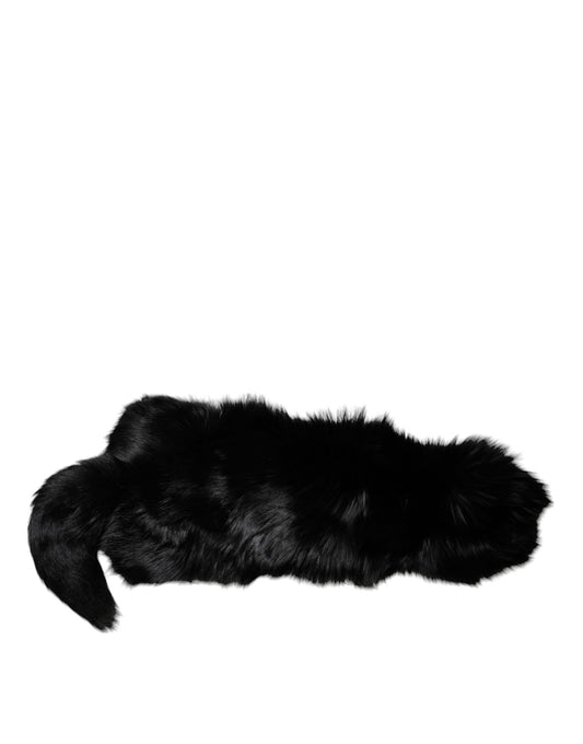 Black Fox Fur Neck Wrap Warmer Winter Scarf-Dolce & Gabbana-LabelTerrace.com