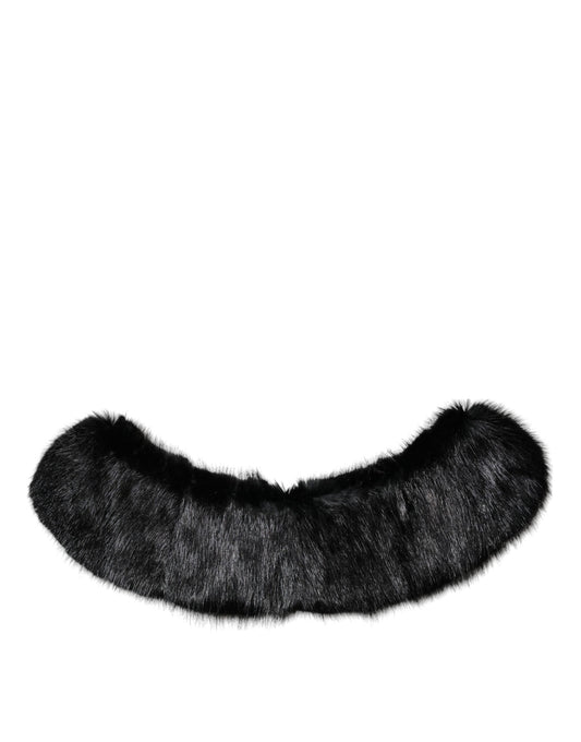Black Fur Shawl Neck Wrap Cover Collar Scarf-Dolce & Gabbana-LabelTerrace.com