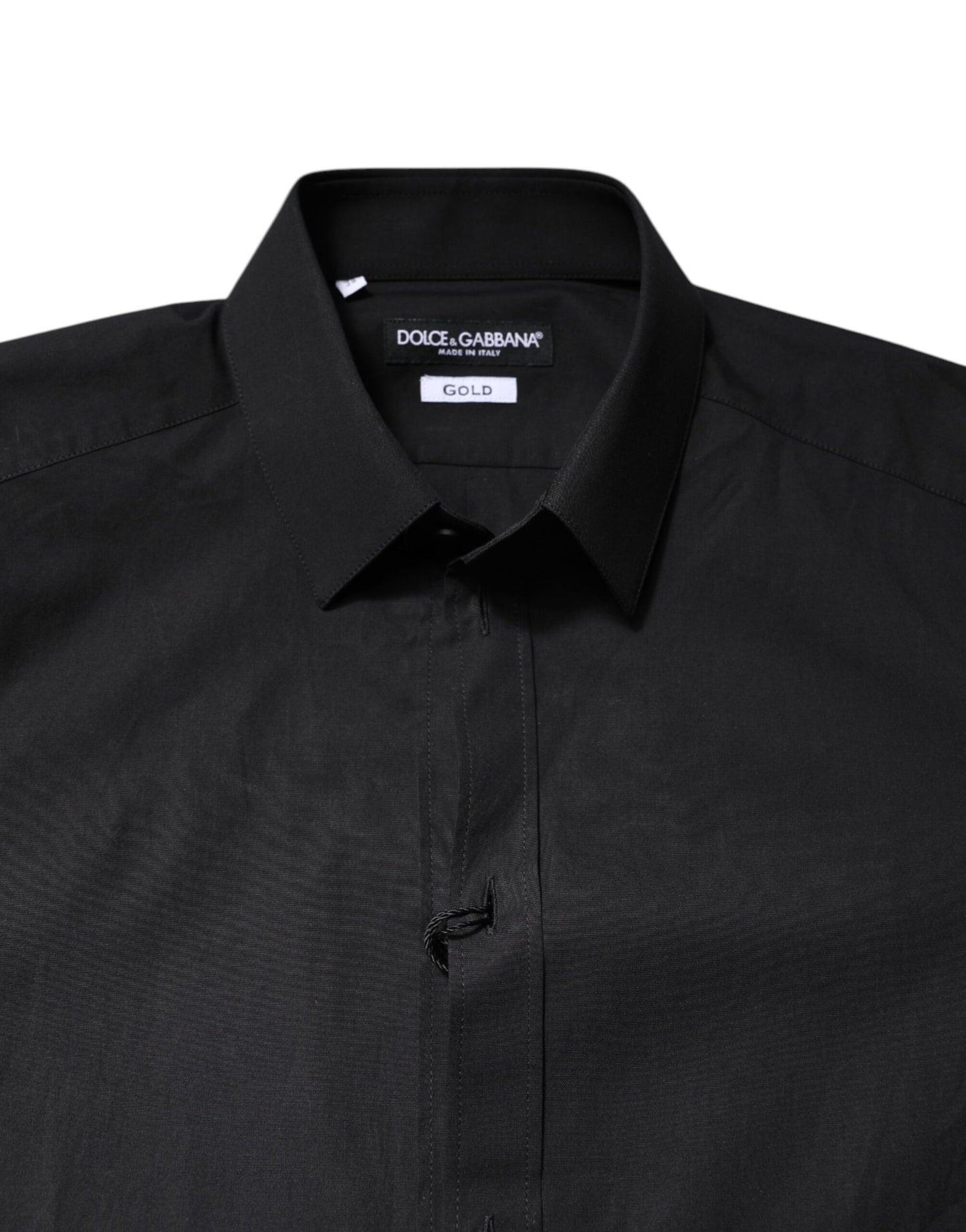 Black GOLD Cotton Dress Formal Shirt-Dolce & Gabbana-LabelTerrace.com