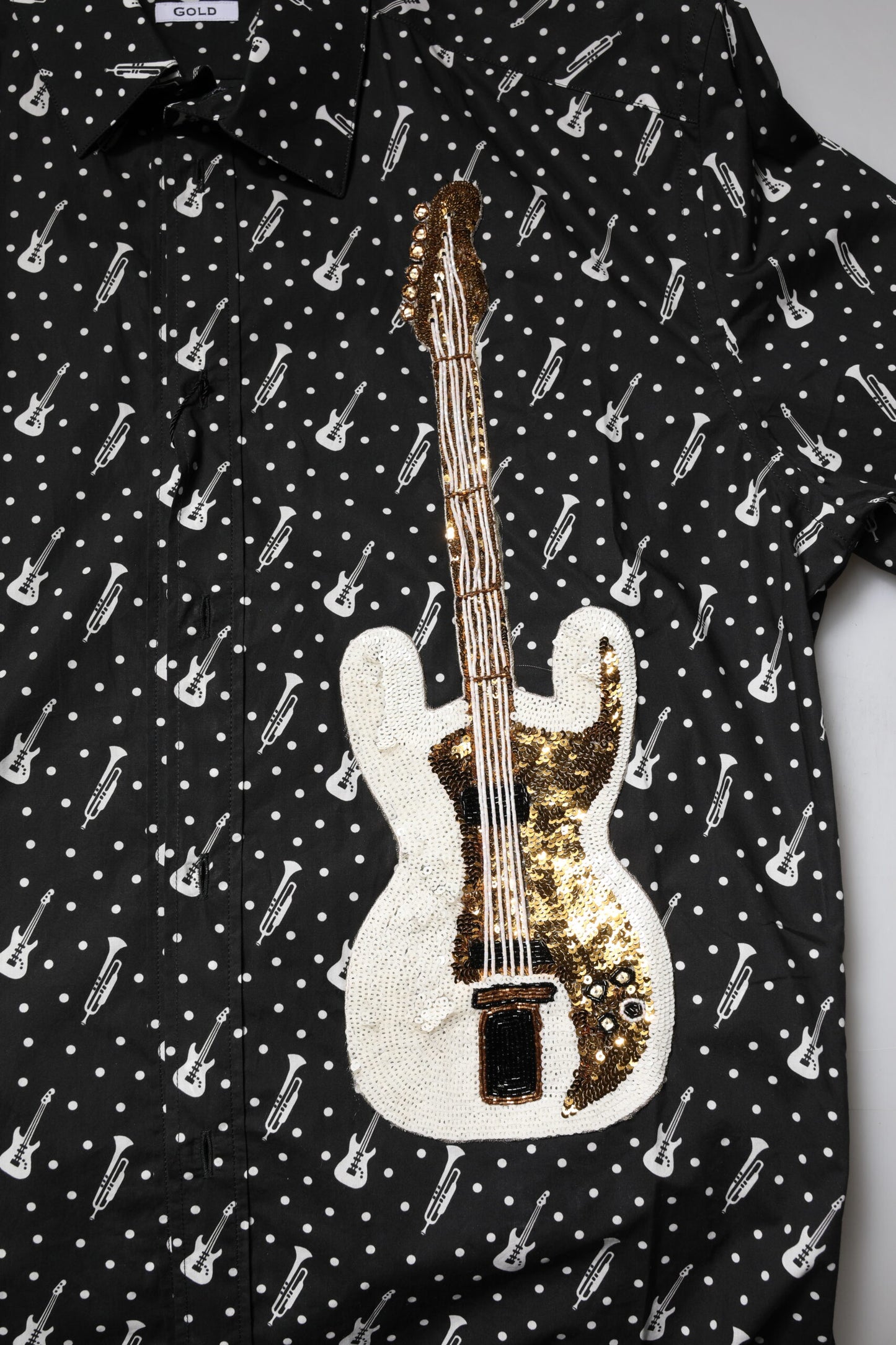 Black GOLD Instrument Embellished Shirt-Dolce & Gabbana-LabelTerrace.com