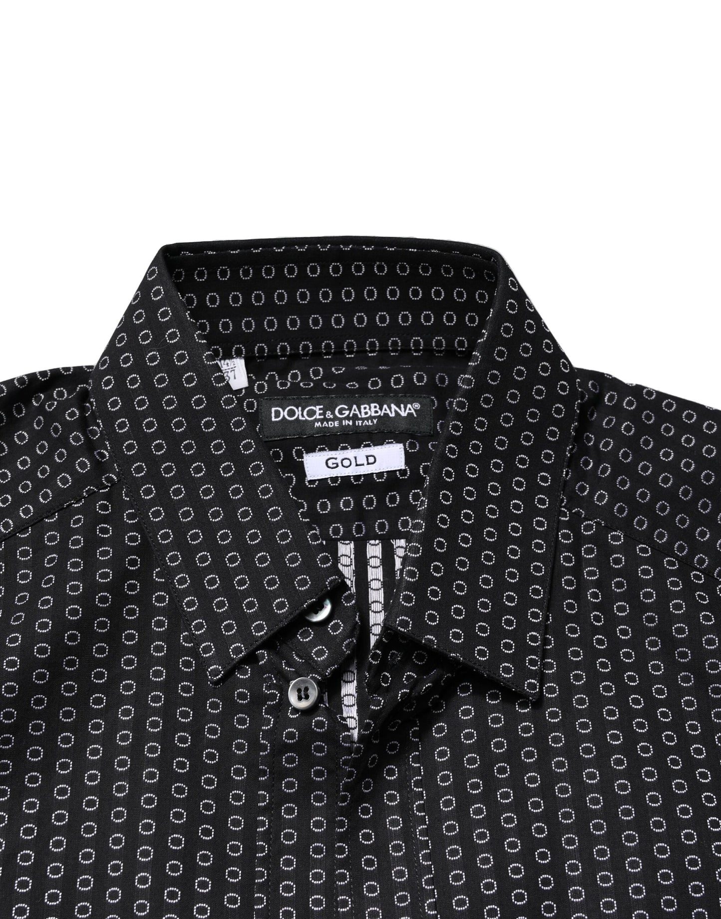 Black GOLD Patterned Cotton Men Dress Shirt-Dolce & Gabbana-LabelTerrace.com