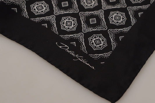 Black Geometric Patterned Square Handkerchief Scarf-Dolce & Gabbana-LabelTerrace.com