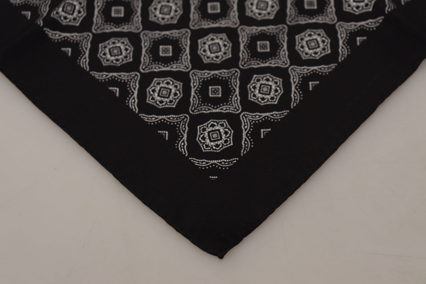 Black Geometric Patterned Square Handkerchief Scarf-Dolce & Gabbana-LabelTerrace.com