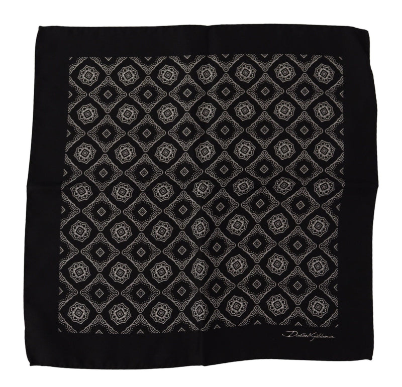 Black Geometric Patterned Square Handkerchief Scarf-Dolce & Gabbana-LabelTerrace.com