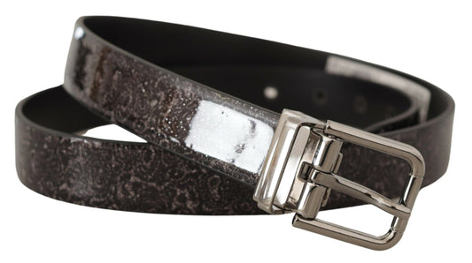 Black Goccia Glitter Patent Leather Buckle Vernice Belt-Dolce & Gabbana-LabelTerrace.com