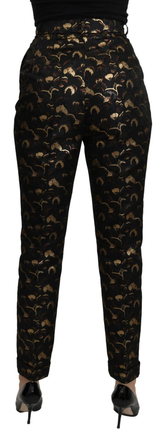 Black Gold Brocade High Waist Pants-Dolce & Gabbana-LabelTerrace.com