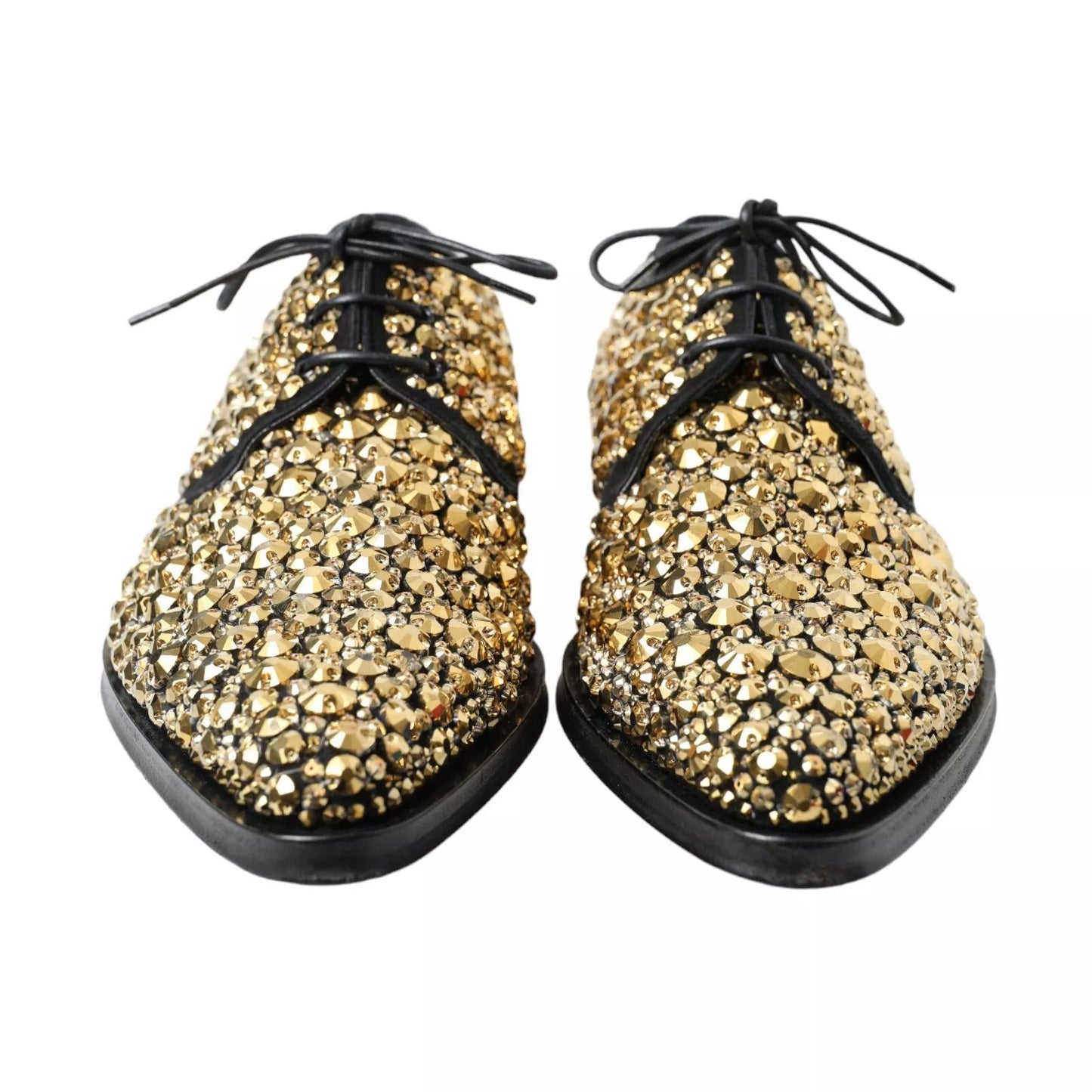 Black Gold Embellished Derby Shoes-Dolce & Gabbana-LabelTerrace.com