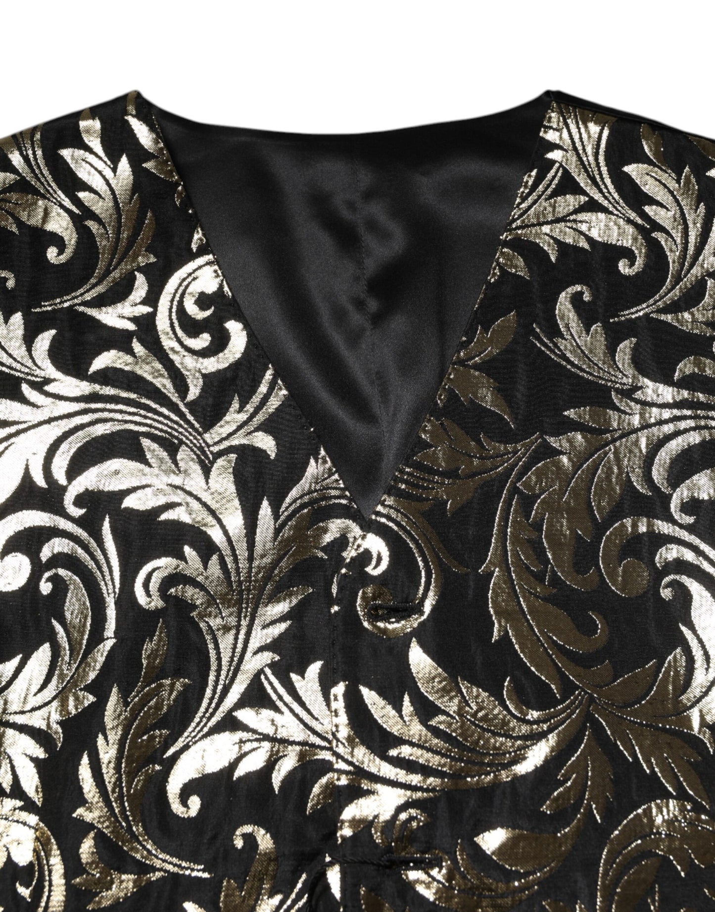 Black Gold Jacquard Formal Men Waistcoat Vest-Dolce & Gabbana-LabelTerrace.com