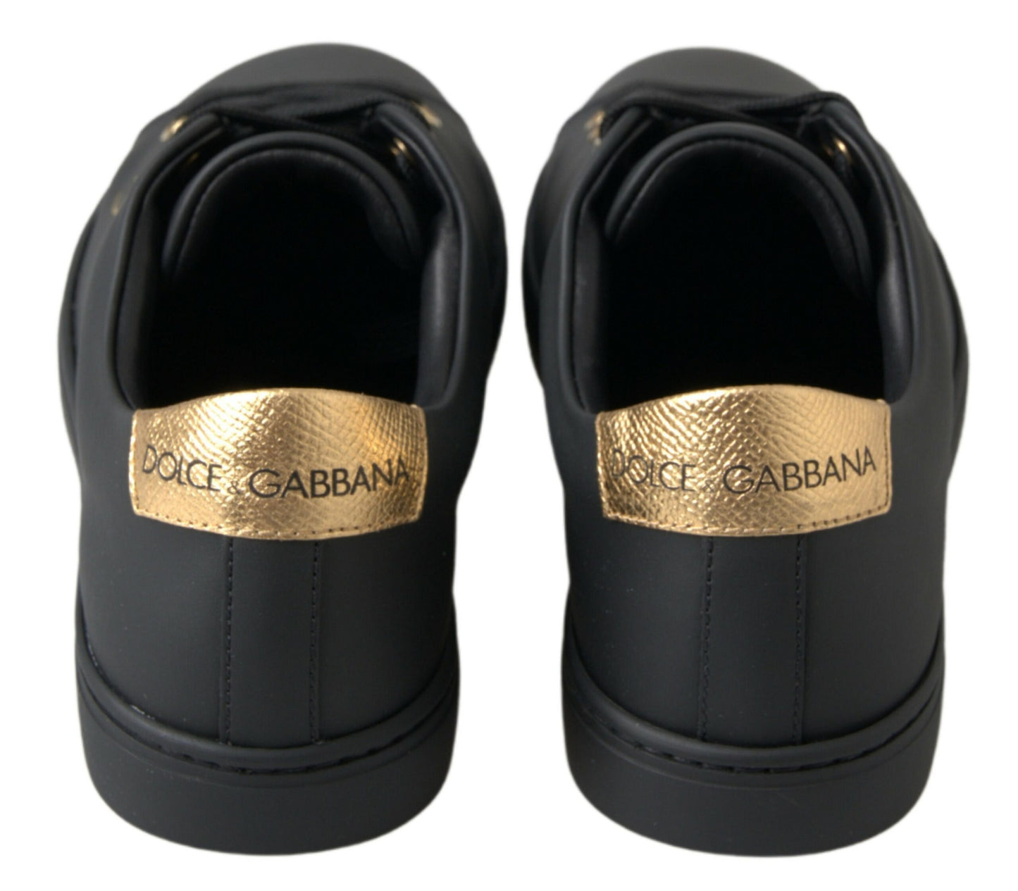 Black Gold Leather Classic Sneakers Shoes-Dolce & Gabbana-LabelTerrace.com
