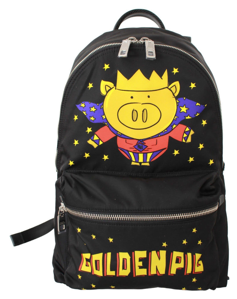 Black Golden Pig of the Year School Backpack-Dolce & Gabbana-LabelTerrace.com