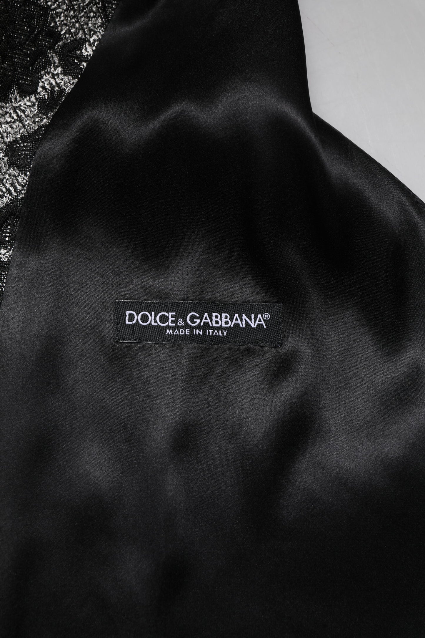 Black Gray Brocade Formal Men Waistcoat Vest-Dolce & Gabbana-LabelTerrace.com