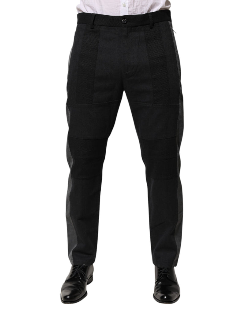 Black Gray Cotton Dress Formal Trouser Pants-Dolce & Gabbana-LabelTerrace.com