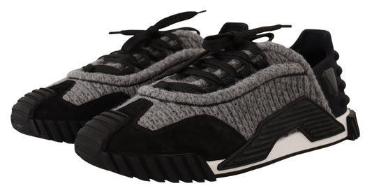 حذاء رياضي NS1 برباط من القماش باللون الأسود والرمادي