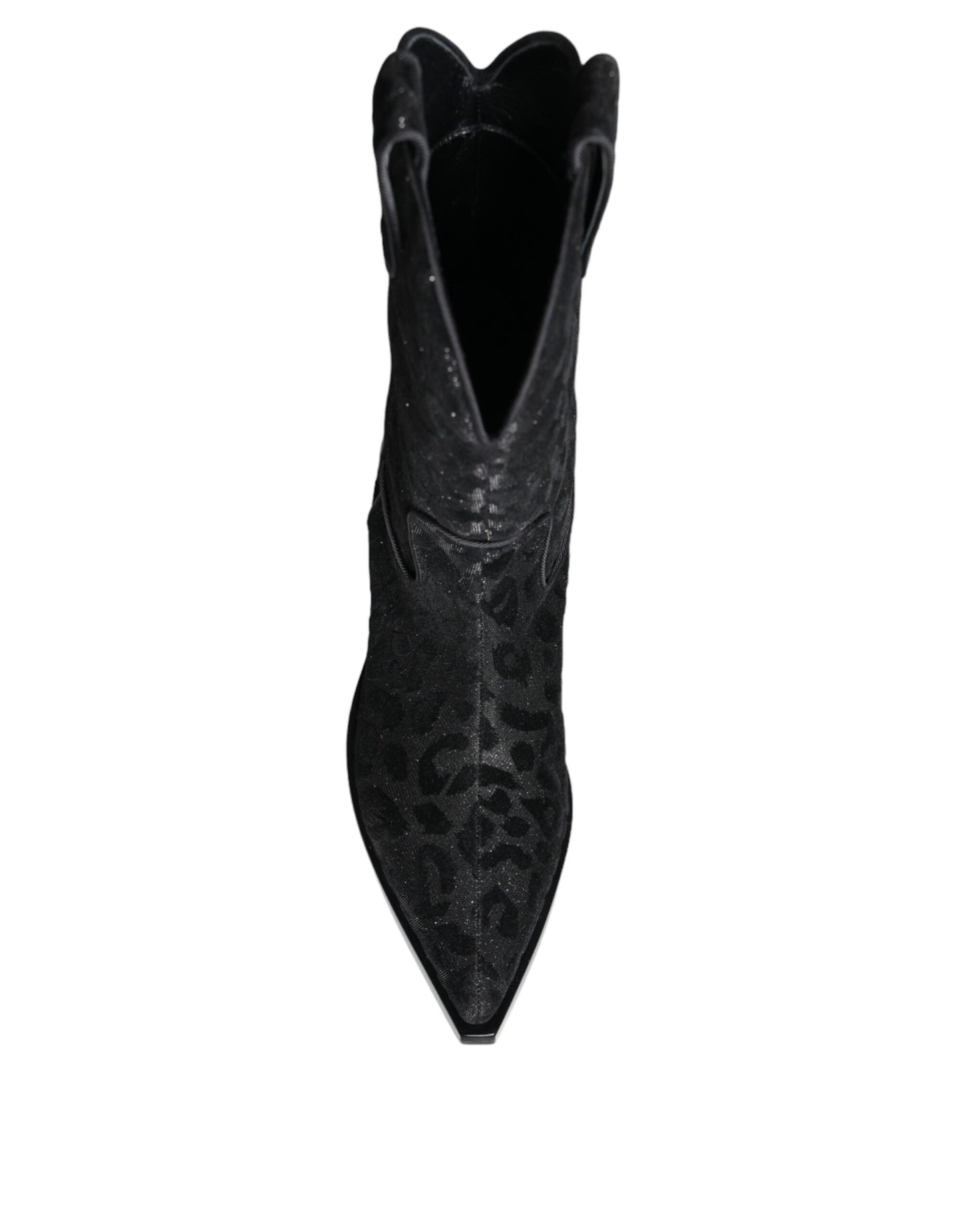 Black Gray Leopard Cowboy Boots Shoes-Dolce & Gabbana-LabelTerrace.com
