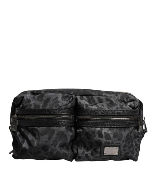 Black Gray Leopard DG Logo Belt Waist Fanny Pack Bag-Dolce & Gabbana-LabelTerrace.com