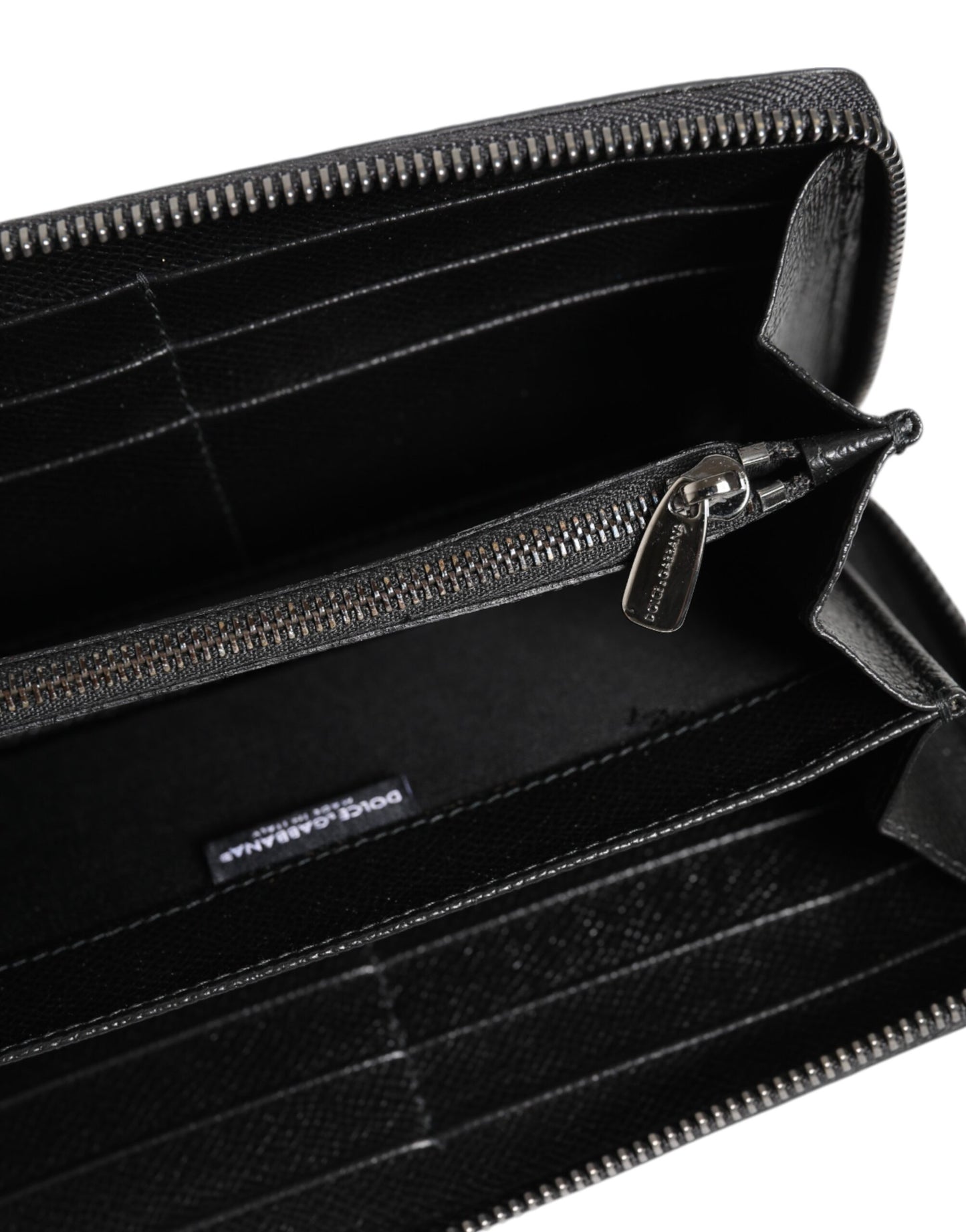 Black Gray Leopard Leather Zip Around Continental Wallet-Dolce & Gabbana-LabelTerrace.com
