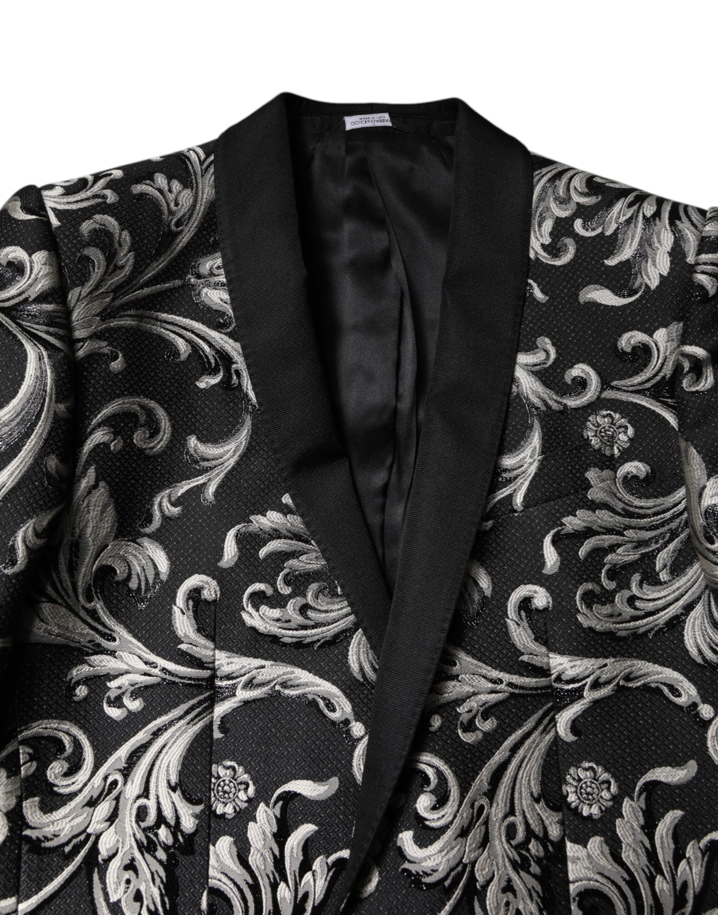 Black Gray MARTINI Jacquard Men 3 Piece Suit-Dolce & Gabbana-LabelTerrace.com