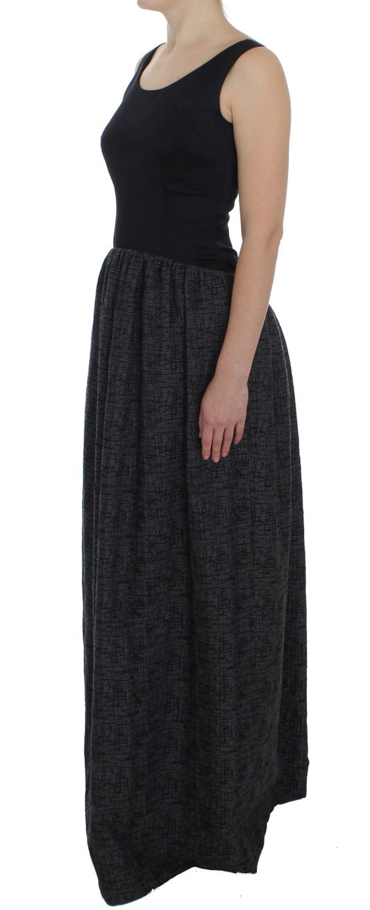 Black Gray Sheath Gown Full Length Dress-Dolce & Gabbana-LabelTerrace.com