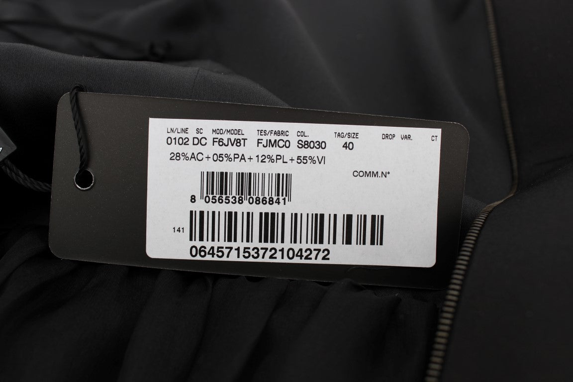 Black Gray Sheath Gown Full Length Dress-Dolce & Gabbana-LabelTerrace.com