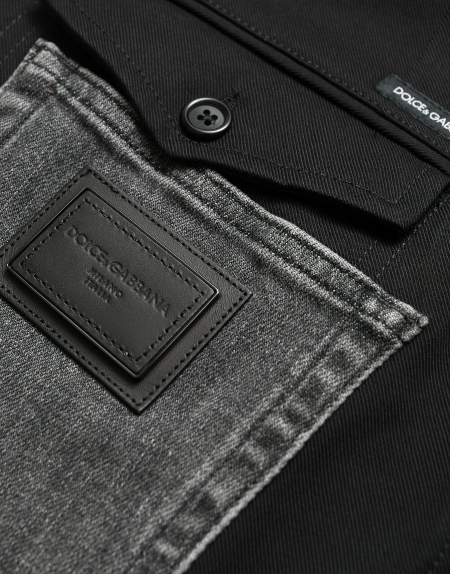 Black Gray Slim Cotton Denim Jeans Pants-Dolce & Gabbana-LabelTerrace.com