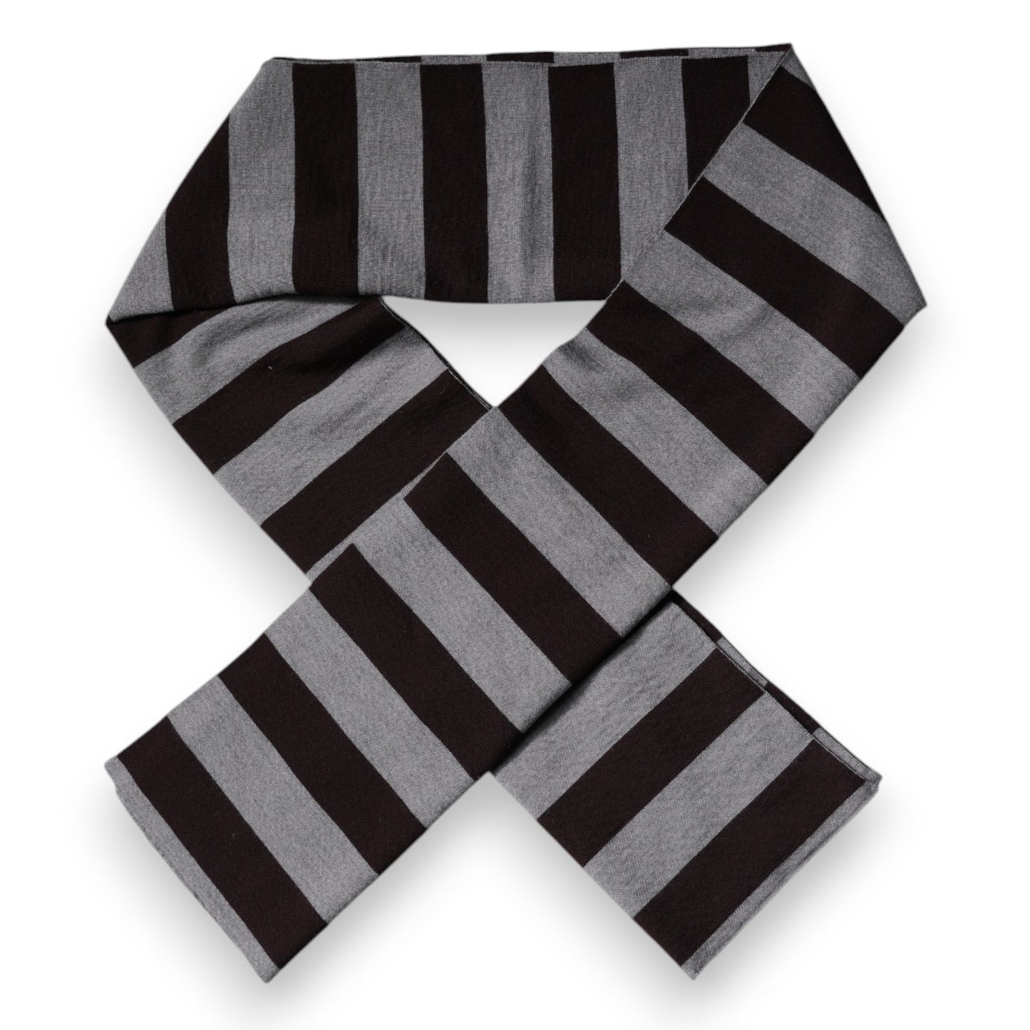 Black Gray Stripes Wool Neck Wrap Scarf-Dolce & Gabbana-LabelTerrace.com