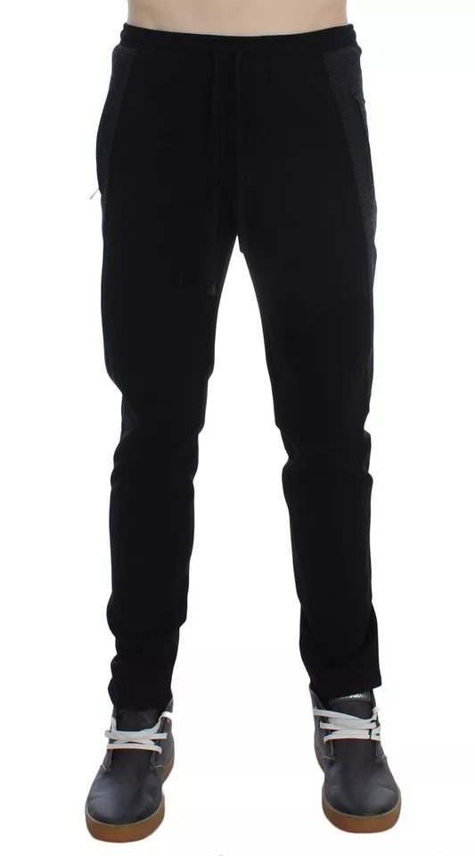 Black Gray Wool Casual Trousers Stripe Pants-Dolce & Gabbana-LabelTerrace.com
