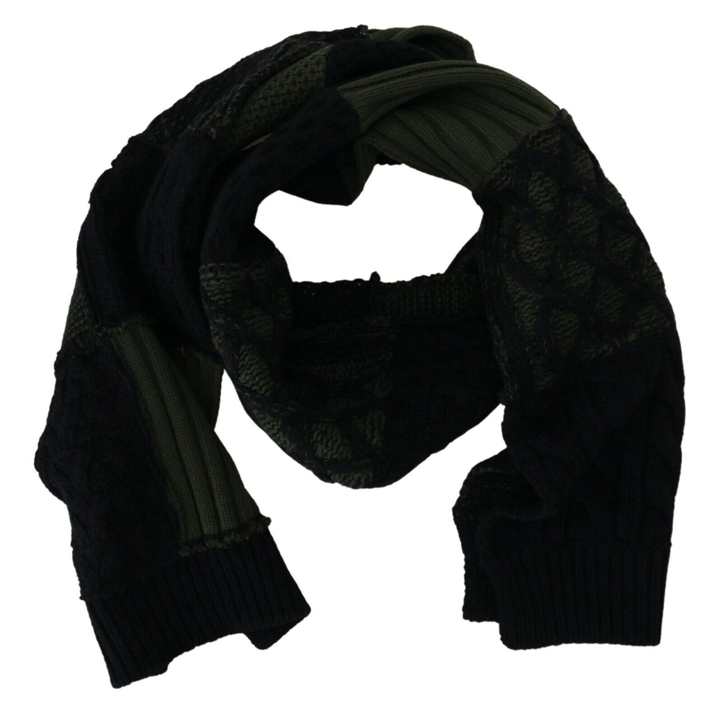 Black Green Knitted Men Neck Wrap Shawl Scarf