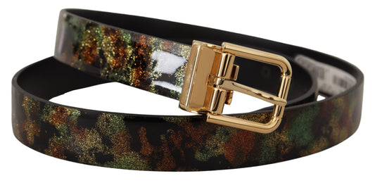 Black Green Leather Bronze Metal Buckle Belt-Dolce & Gabbana-LabelTerrace.com