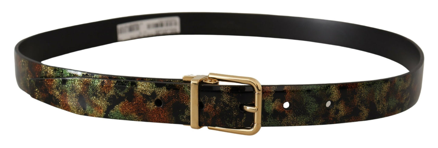 Black Green Leather Bronze Metal Buckle Belt-Dolce & Gabbana-LabelTerrace.com
