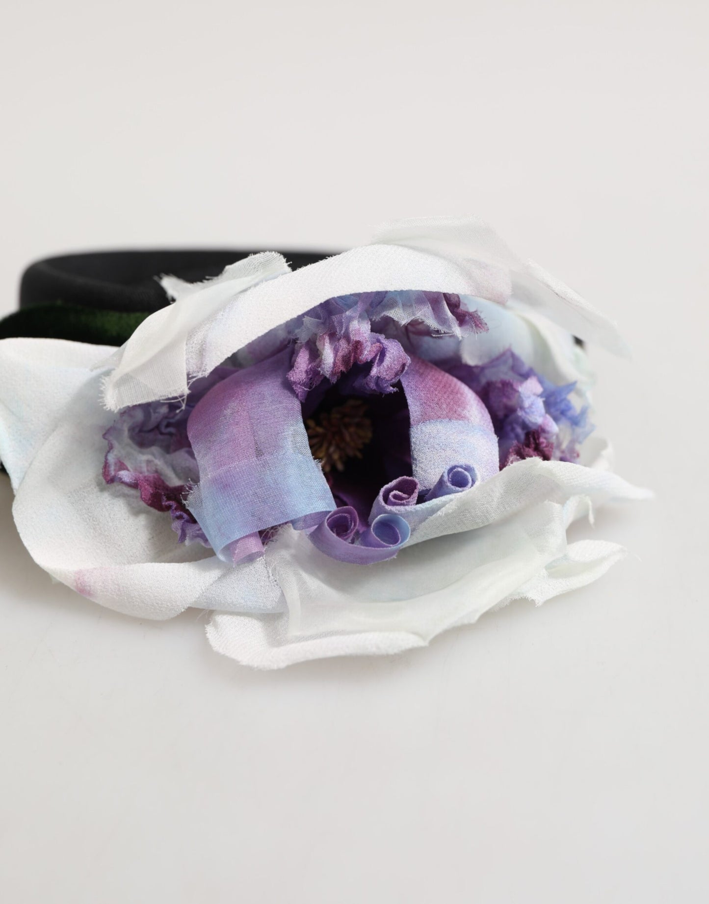 Black Green Silk Purple White Floral Appliqué Accessory Headband-Dolce & Gabbana-LabelTerrace.com