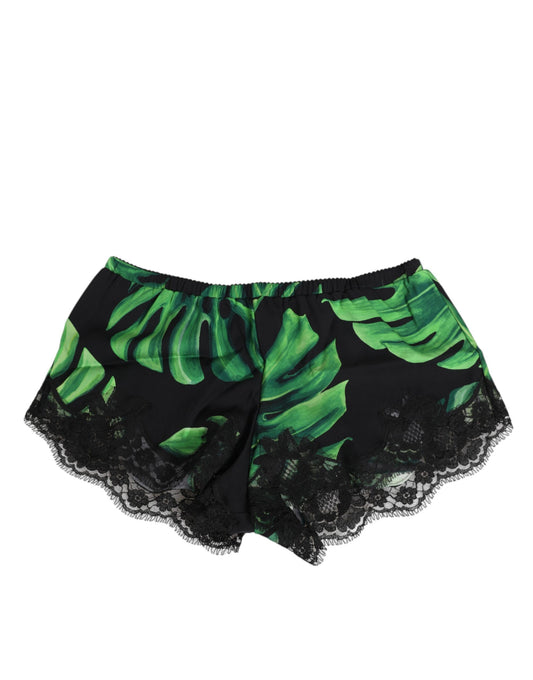 Black Green Tropical Print Lace Underwear-Dolce & Gabbana-LabelTerrace.com