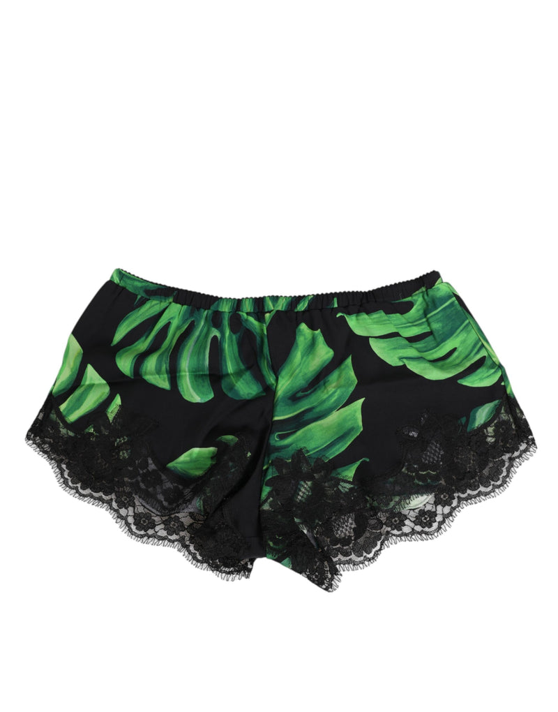Black Green Tropical Print Lace Underwear-Dolce & Gabbana-LabelTerrace.com
