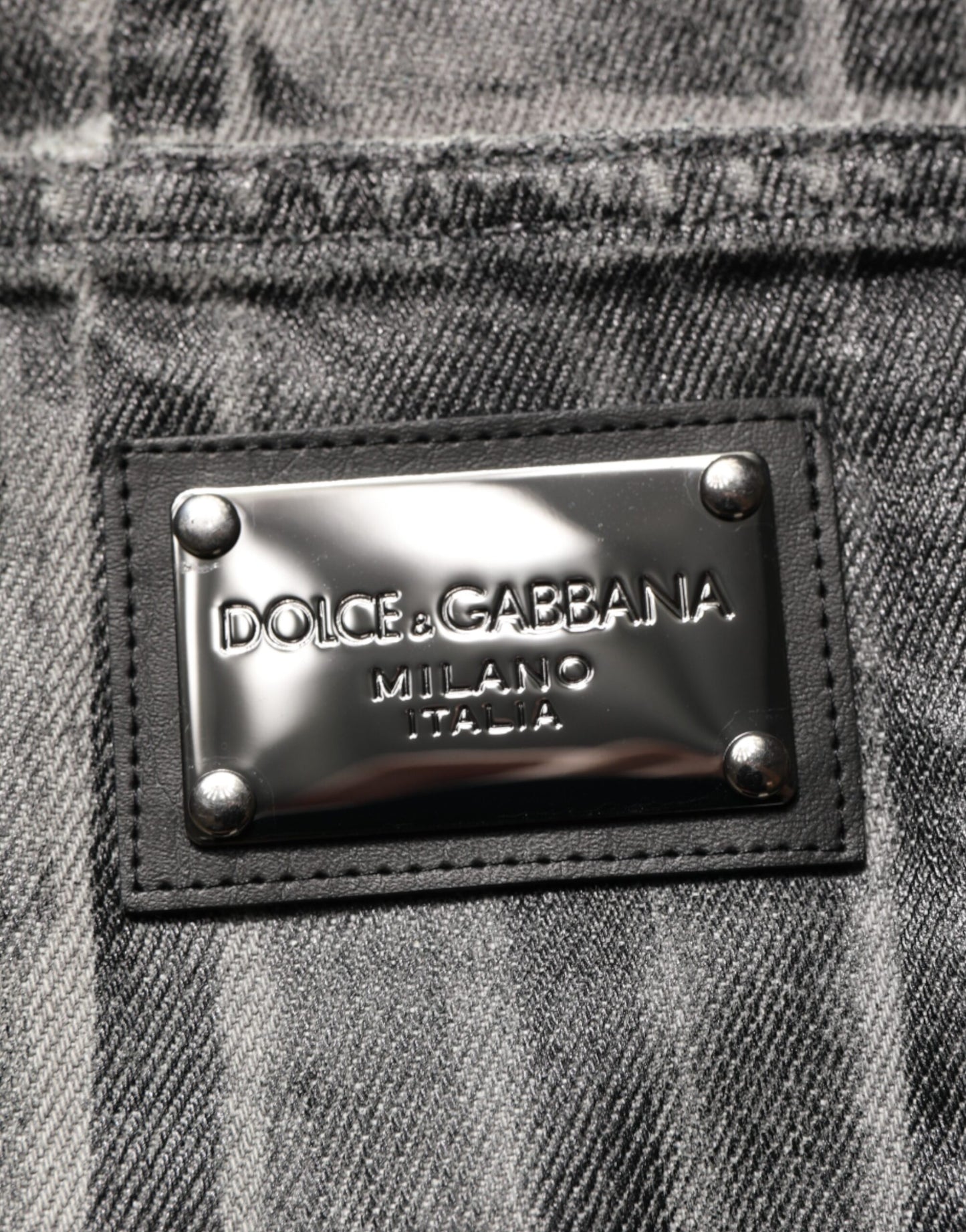 Black Grey Graphic Print Denim Pants Jeans-Dolce & Gabbana-LabelTerrace.com