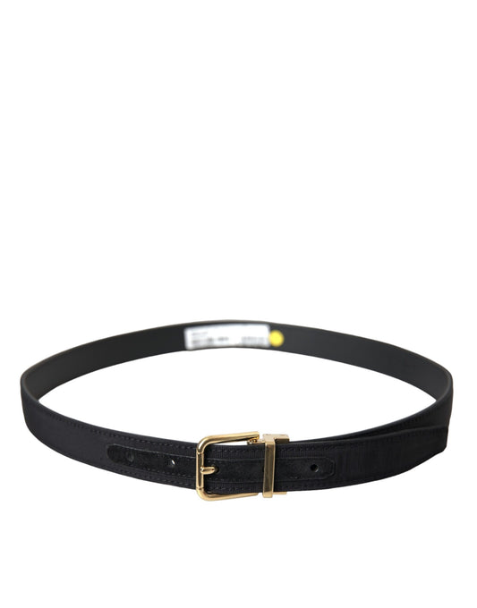 Black Gros Grain Gold Metal Buckle Belt Men-Dolce & Gabbana-LabelTerrace.com
