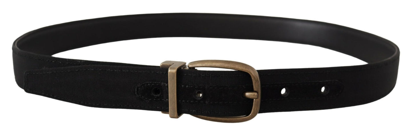 Black Grosgrain Leather Bronze Metal Belt-Dolce & Gabbana-LabelTerrace.com