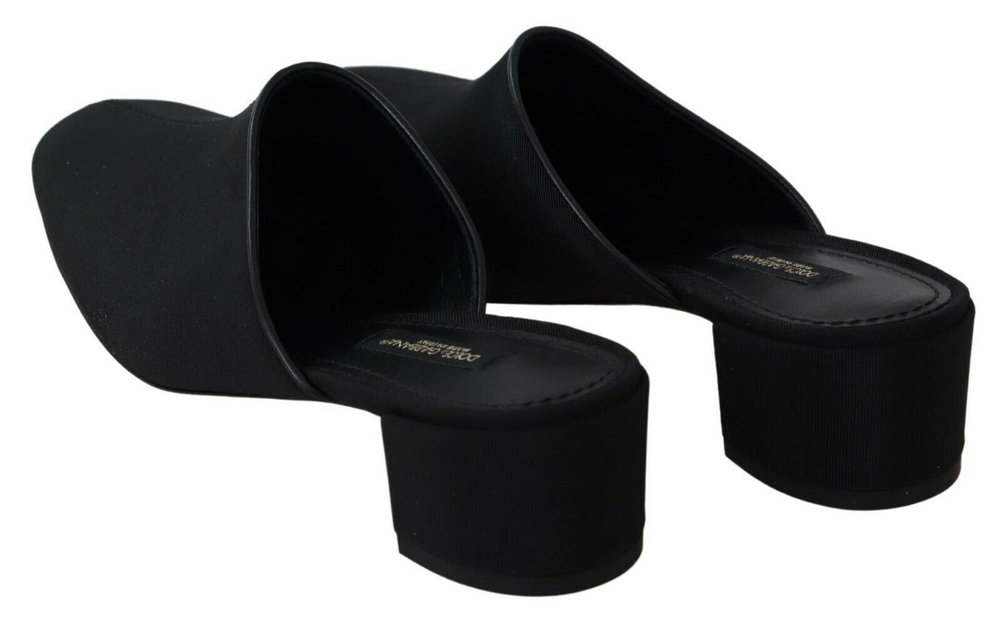 Black Grosgrain Slides Sandals Women Shoes-Dolce & Gabbana-LabelTerrace.com