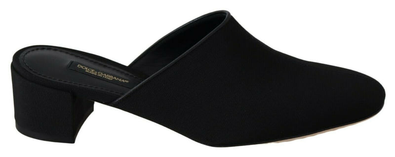 Black Grosgrain Slides Sandals Women Shoes-Dolce & Gabbana-LabelTerrace.com