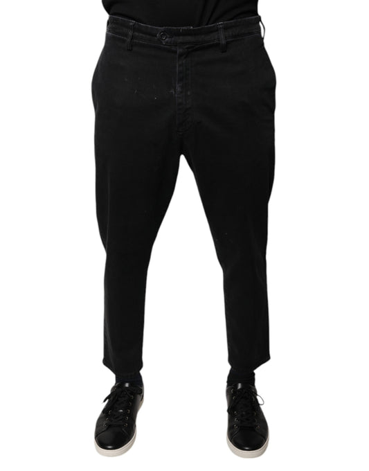 Black HOUSTON Men Cropped Denim Jeans-Dolce & Gabbana-LabelTerrace.com