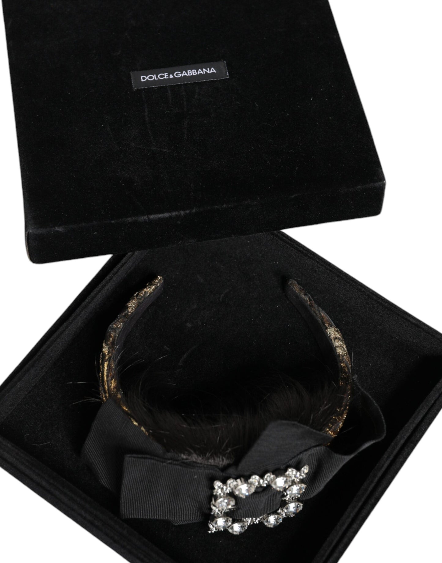 Black Hair Parrucchiera Crystal Headband Diadem-Dolce & Gabbana-LabelTerrace.com