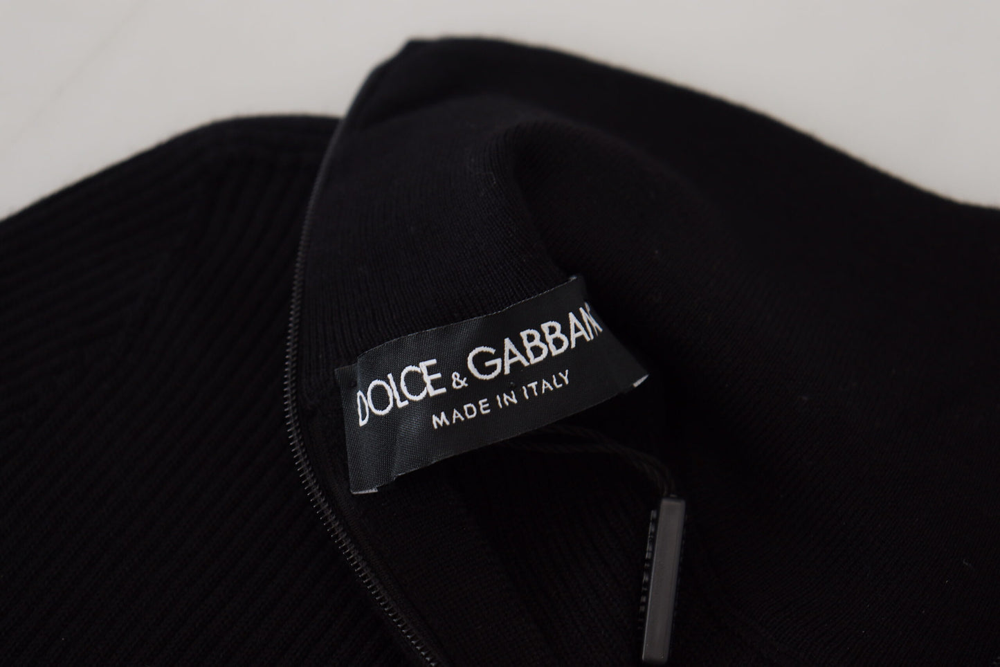 Black Half Zip Turtleneck Pullover Sweater-Dolce & Gabbana-LabelTerrace.com