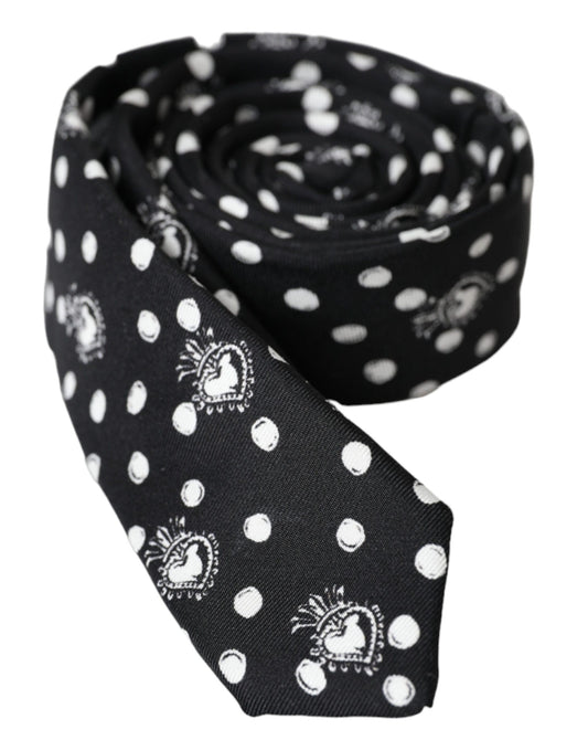 Black Heart Polka Dot Adjustable Tie-Dolce & Gabbana-LabelTerrace.com