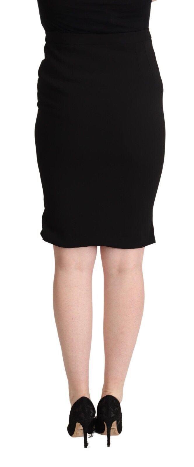 Black High Waist Knee Length Pencil Cut Skirt-Dolce & Gabbana-LabelTerrace.com