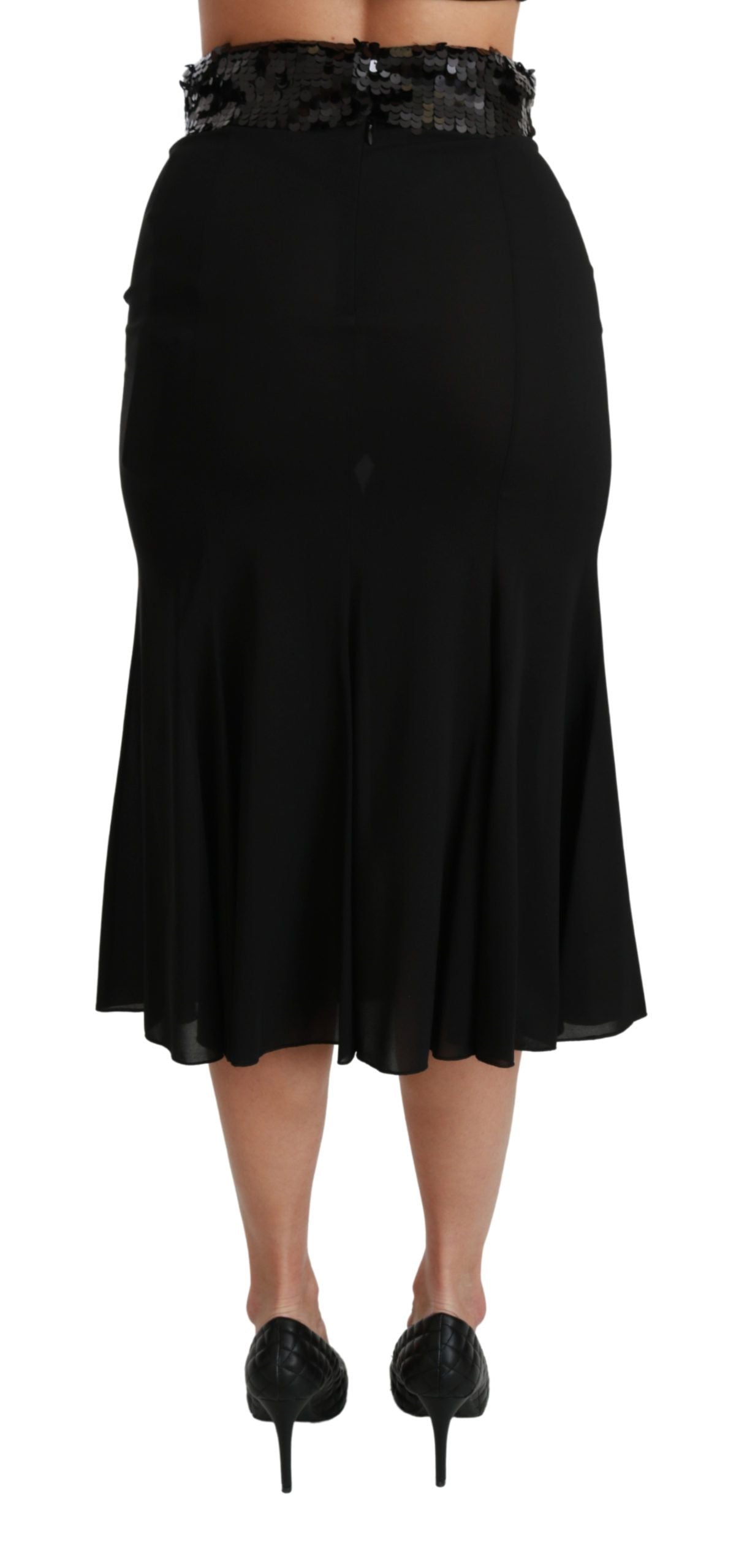 Black High Waist Mermaid Midi Silk Skirt-Dolce & Gabbana-LabelTerrace.com