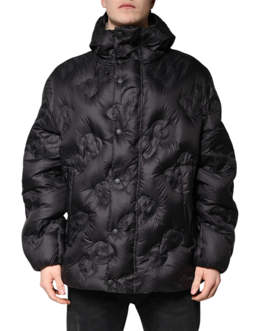 Black Hooded Parka Coat Winter Jacket-Dolce & Gabbana-LabelTerrace.com