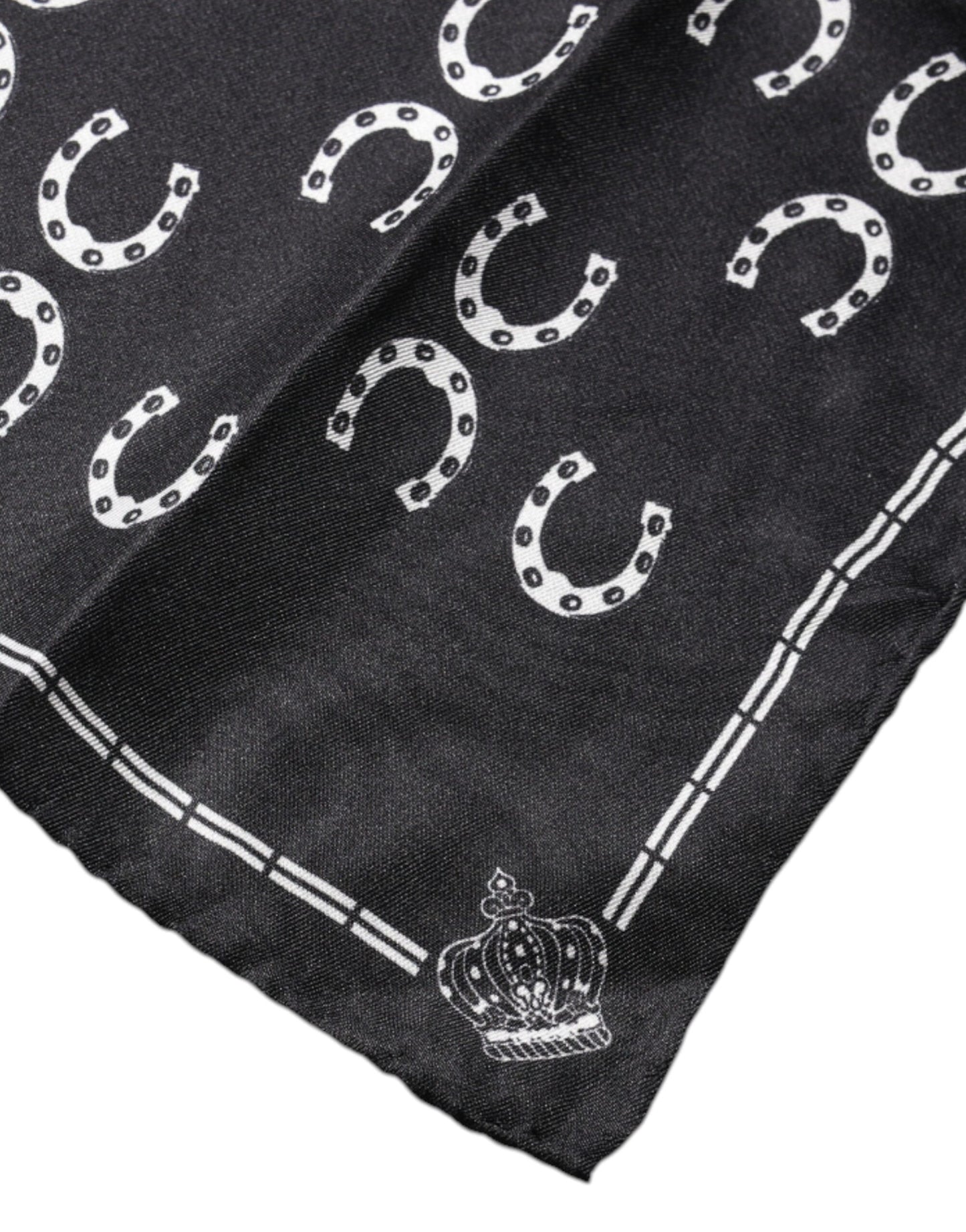 Black Horseshoe Silk Square Handkerchief Scarf-Dolce & Gabbana-LabelTerrace.com