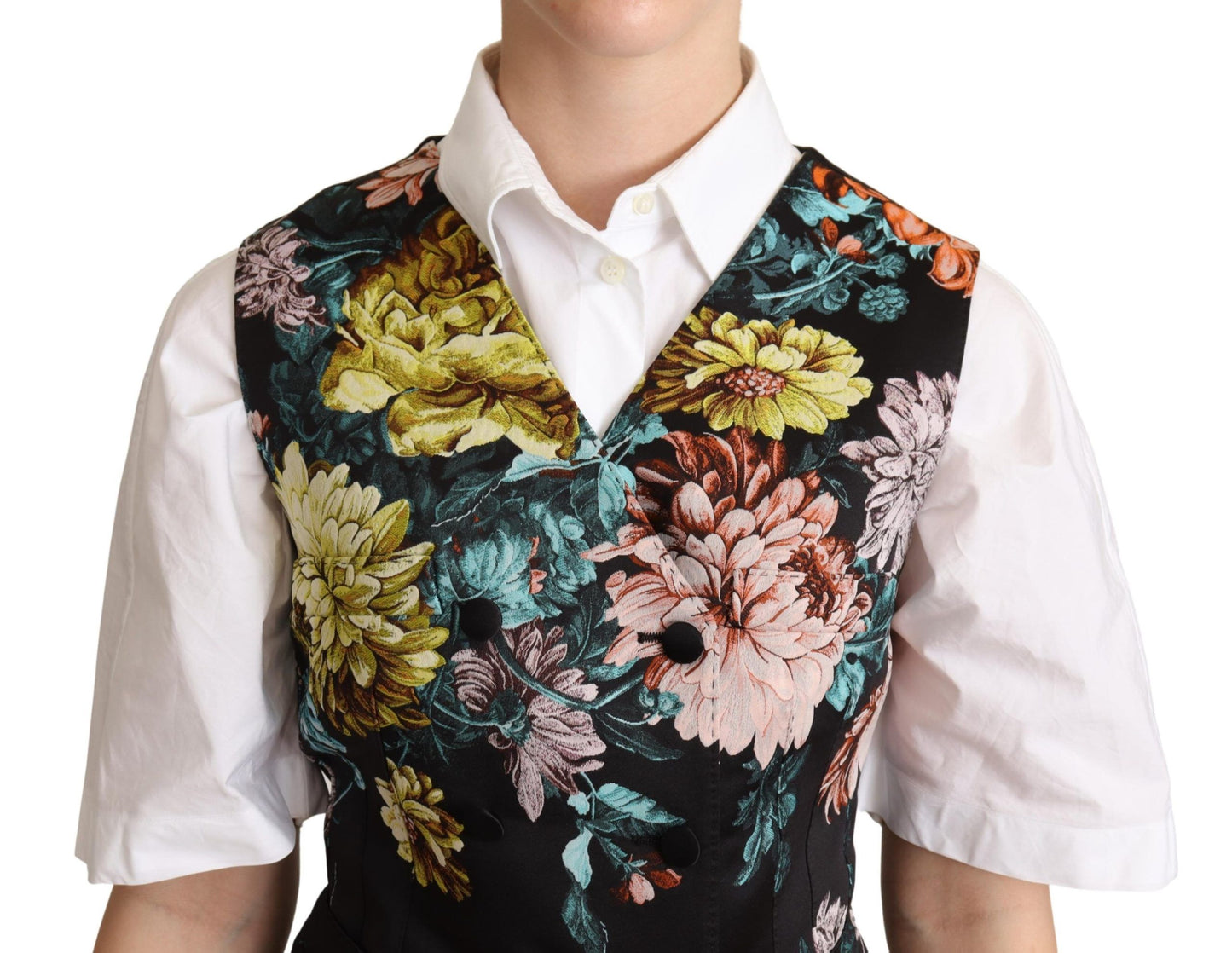 Black Jacquard Floral Waistcoat Vest-Dolce & Gabbana-LabelTerrace.com