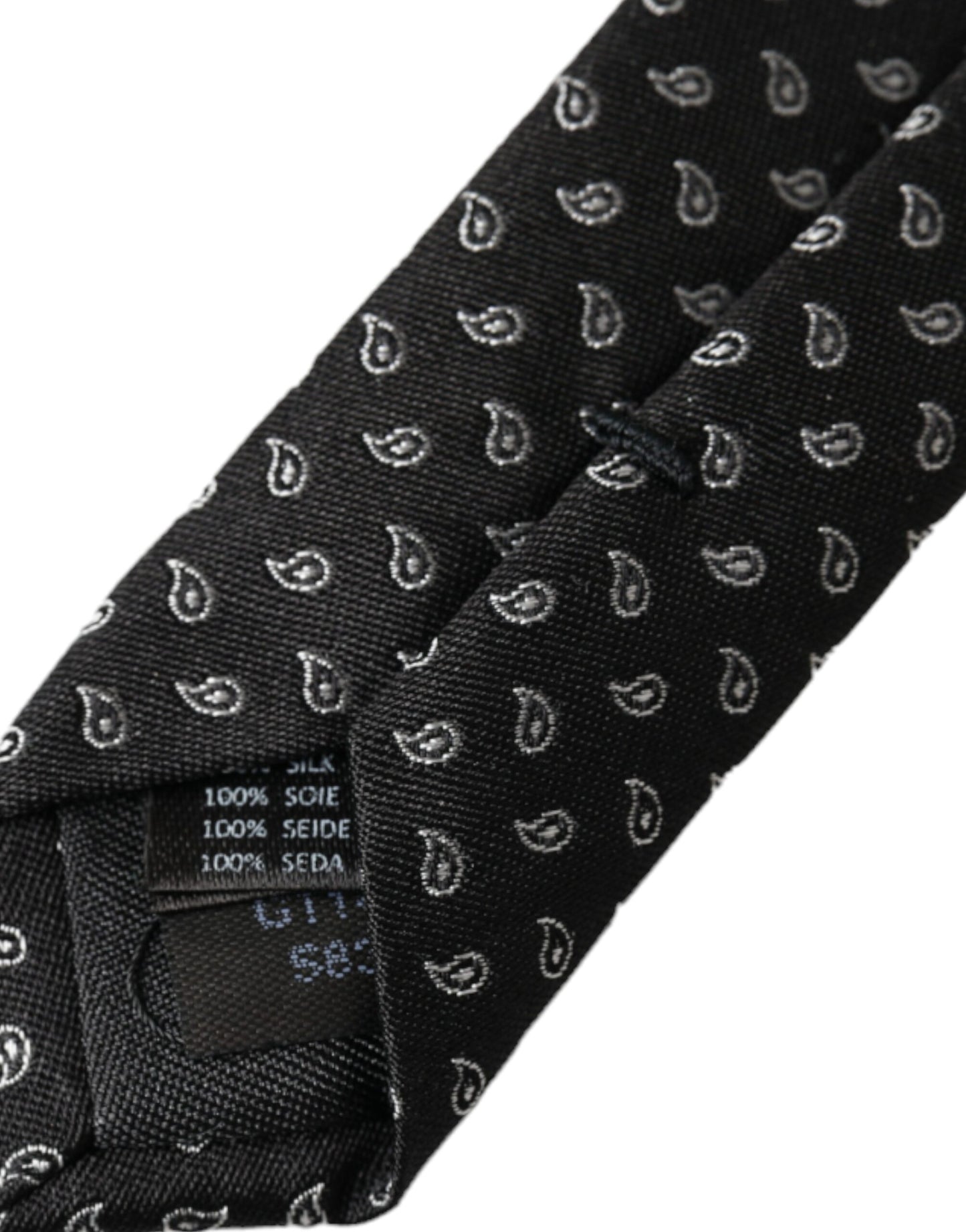 Black Jacquard Patterned Silk Adjustable Men Tie-Dolce & Gabbana-LabelTerrace.com