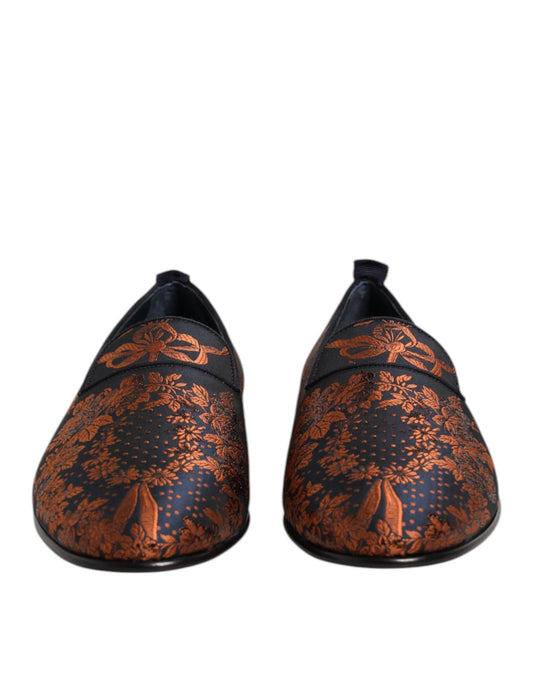 Black Jacquard Polyester Slip On Loafers Shoes-Dolce & Gabbana-LabelTerrace.com