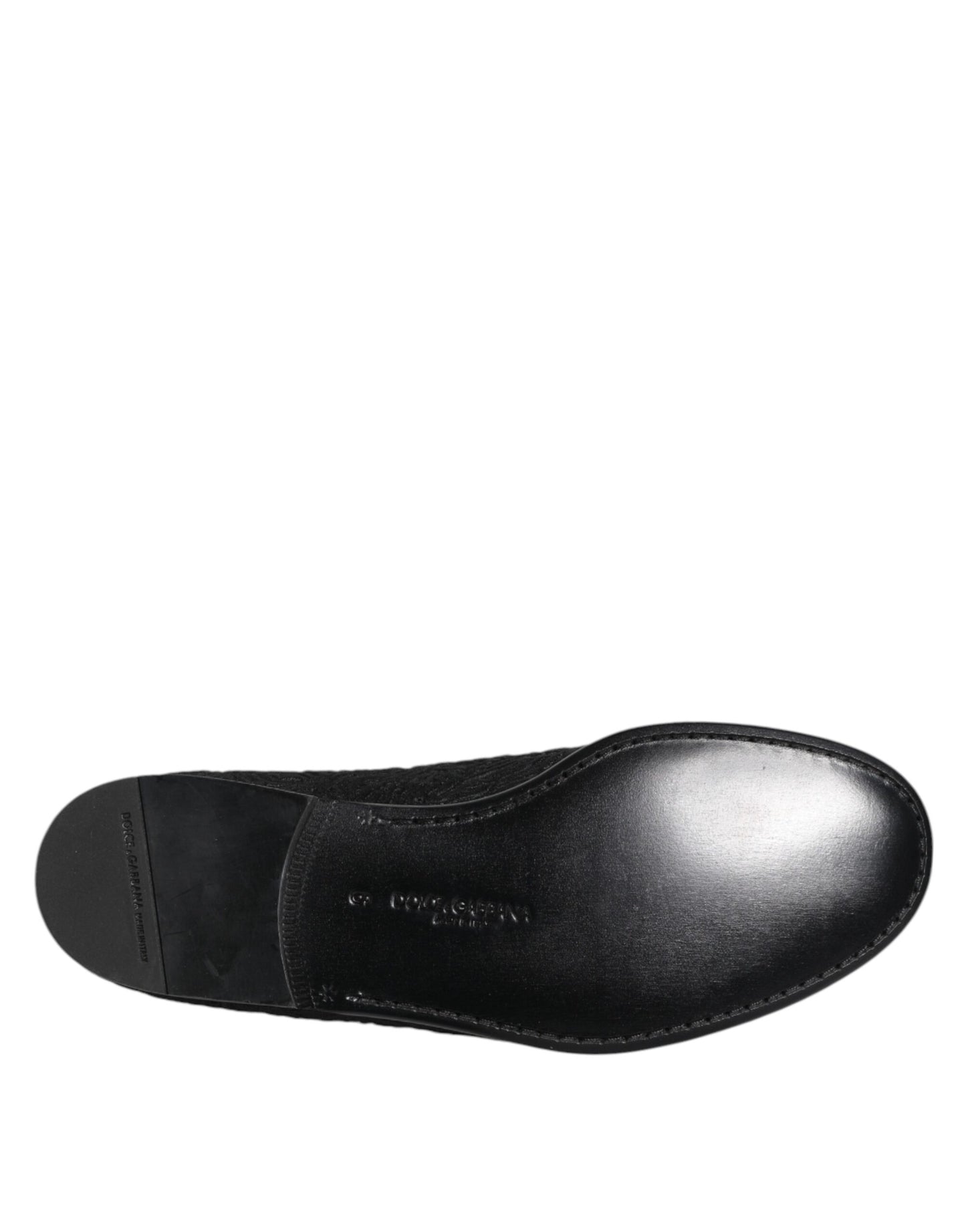 Black Jacquard Slip On Loafers Formal Shoes-Dolce & Gabbana-LabelTerrace.com
