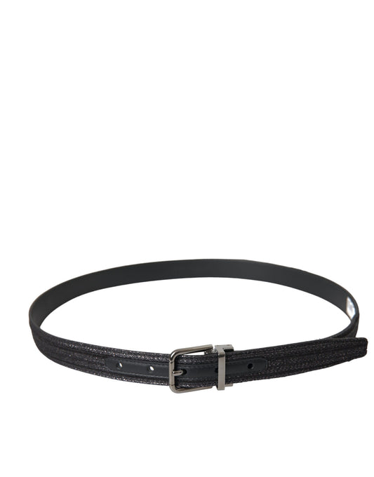 Black Jacquard Stripes Silver Metal Buckle Belt-Dolce & Gabbana-LabelTerrace.com
